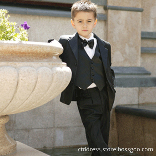 two buttons notch lapel three pieces children suits tuxedo